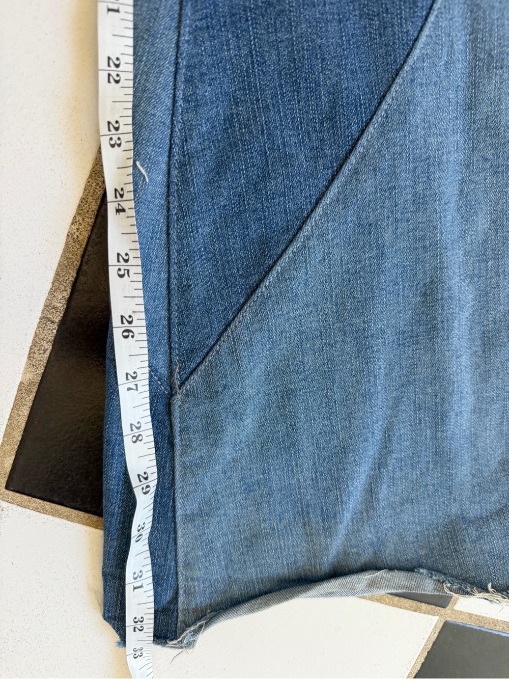 Free People Two-Tone Patchwork Flare Jeans in Blue Denim - Picture 6 of 7